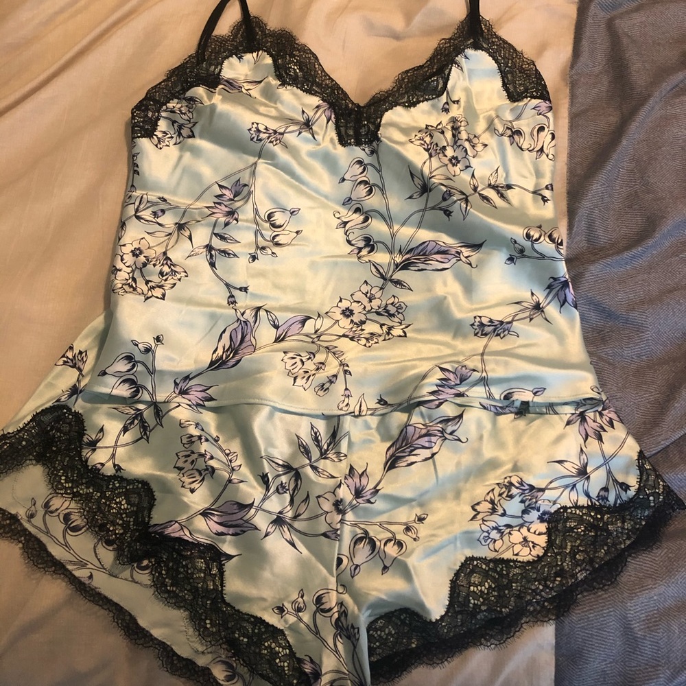 Teal & Black lace Victoria Secret PJ set NEW